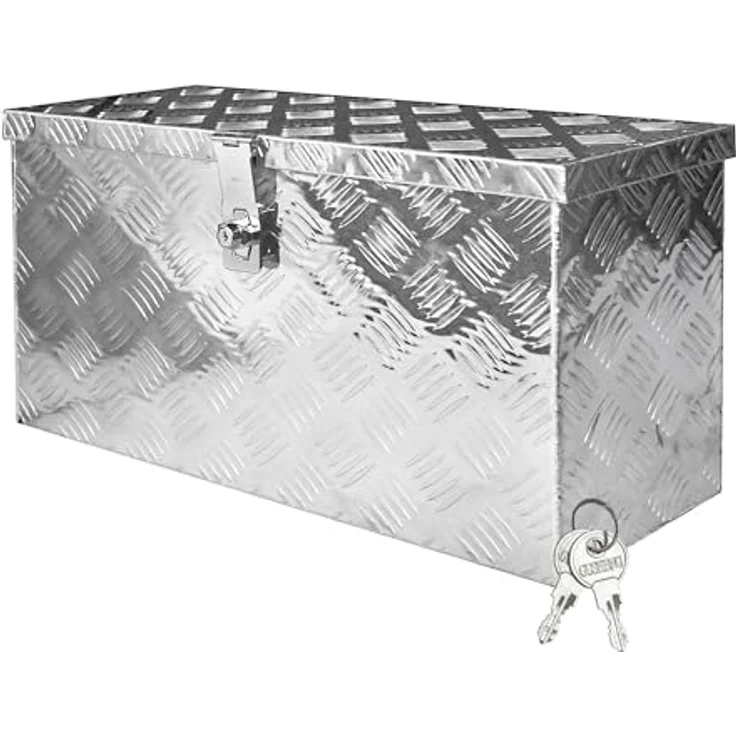 V2Aox Alubox Transportbox, Aluminium Werkzeugkiste mit Schloss, 60 x 25 x 30 cm, wasserdicht und robust – Bild 1