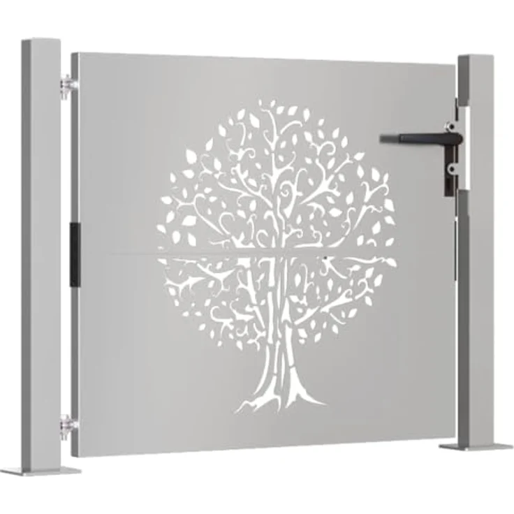 vidaXL Gartentor Gartentor 105x80 cm Cortenstahl Baum-Design Abschließbar Zauntor in Rostig – Bild 3