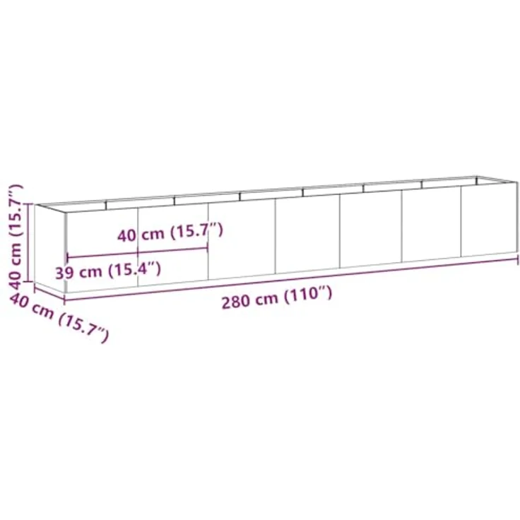 vidaXL Pflanzkübel Anthrazit 280x40x40 cm Kaltgewalzter Stahl, Garten-Garten-Pflanzkübel, Outdoor-Pflanzgefäß, Hochbeet – Bild 3