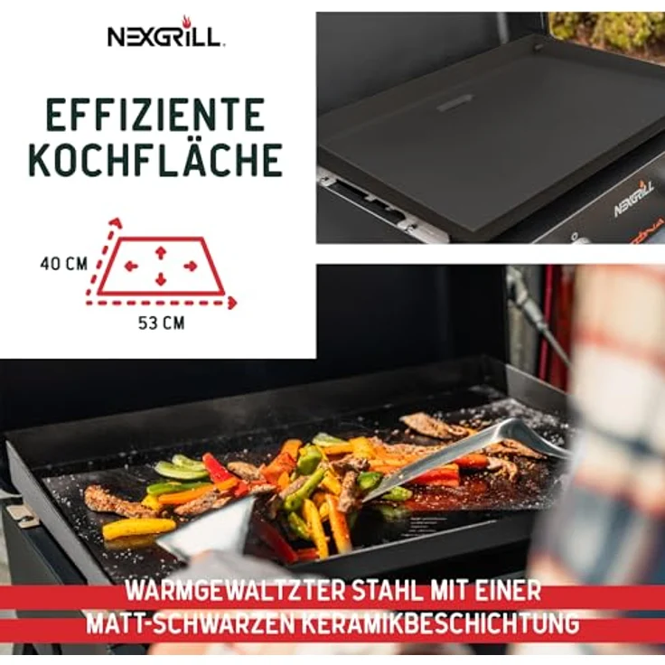 Nexgrill 2-Brenner Tabletop Plancha, kompakter Gasgrill mit keramikbeschichteter Grillplatte, 5,86 kW, ideal für Camping und Outdoor BBQ – Bild 3