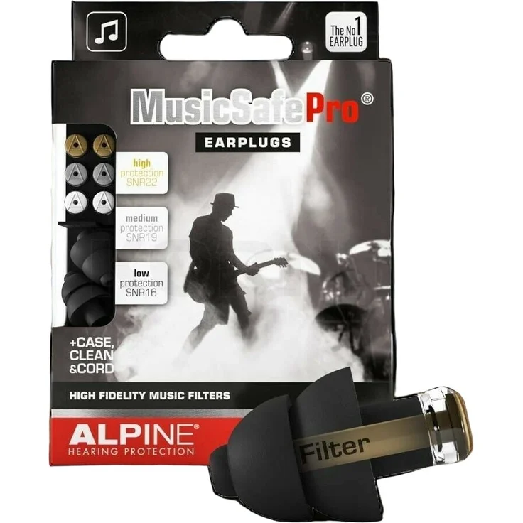 ALPINE Gehörschutzstöpsel Alpine Music Safe Pro Gehörschutz schwarz - Professioneller Gehörschutz mit drei Filtern für Musiker und Tontechniker – Bild 1