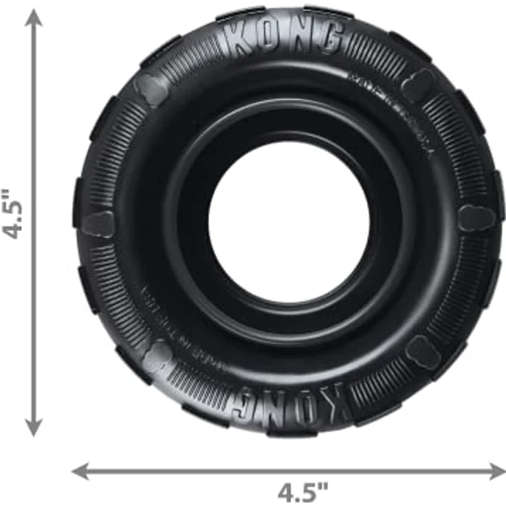 KONG – Tires – Kauspielzeug und Leckerlispender aus Robustem Kautschuk für Besonders Kräftiges Kauen – Für Mittelgroße/Große Hunde – Bild 3