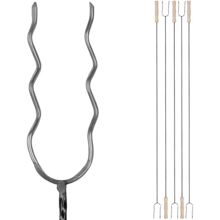 KOTARBAU® 5er Set Grillspieße, 130 cm lange Grillgabeln aus Stahl mit Holzgriff, ideal für Lagerfeuer und Camping – Bild 1