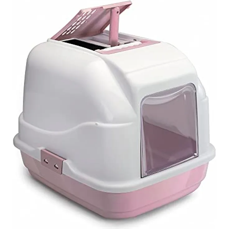 IMAC Kattenbak Easy Cat Roze, Katzenklo mit Tür, Filter und Streuschaufel