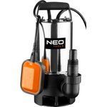 Neo Tools Schmutzwasser Tauchpumpe Edelstahl (17.000l/h Fördermenge, 9m Förderhöhe, 900W, 25mm Korngröße) - leistungsstarke Schmutzwassertauchpumpe