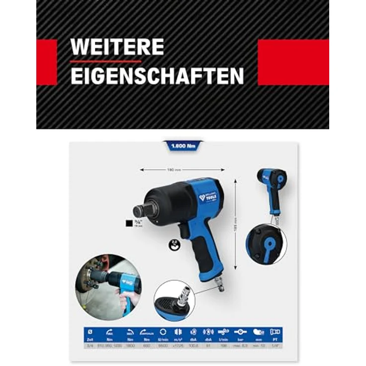 Brilliant Tools 3-4'' Druckluft-Schlagschrauber, 1800 Nm – Bild 5
