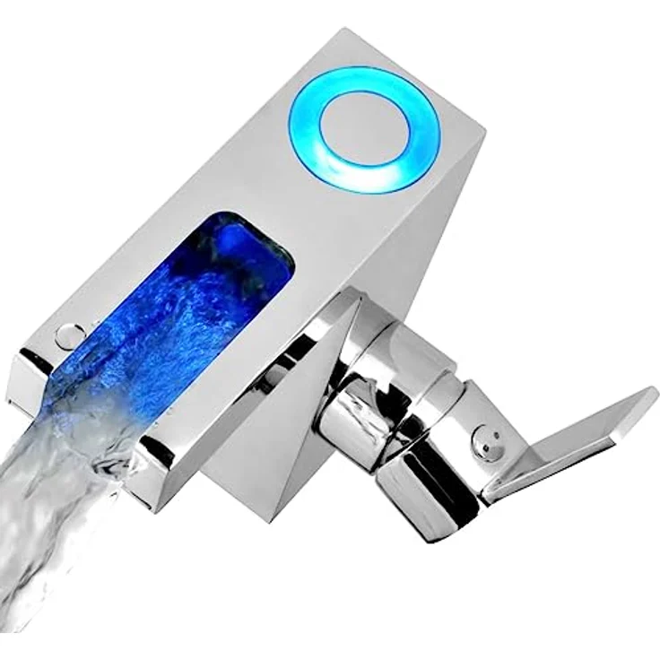 Franz Joseph Schütte GmbH LED-Waschtischarmatur Orinoco, Chrom, Temperaturanzeigen in LED-Farben, 25mm Kartusche mit Keramikdichtscheiben – Bild 2