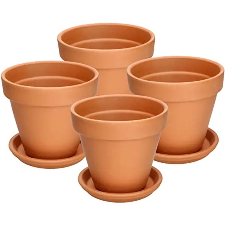 KOTARBAU® Blumentopf Übertopf aus Terrakotta, 4er Set Ø 11 cm, zeitloses Design für Innenräume und Gärten, atmungsaktive Wandstruktur