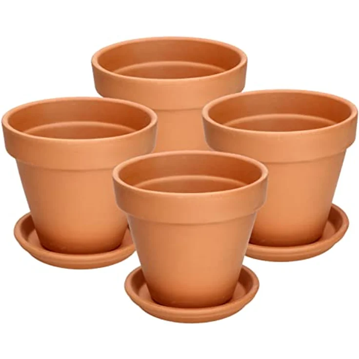 KOTARBAU® Blumentopf Übertopf aus Terrakotta, 4er Set Ø 11 cm, zeitloses Design für Innenräume und Gärten, atmungsaktive Wandstruktur – Bild 1