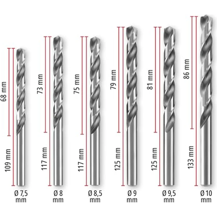 Einhell 19-tlg. HSS-G Metallbohrer-Set, präzise 135° Split Point Spitzen, Aufbewahrungskassette mit Aufstellfunktion – Bild 13