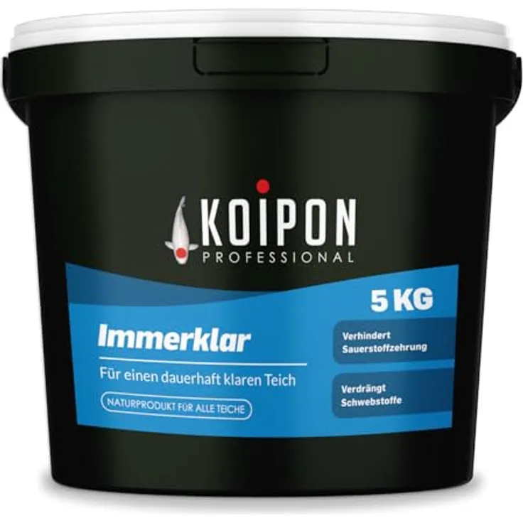 KOIPON Immerklar 5 kg, Natürlicher Teichwasseraufbereiter gegen Schwebealgen und trübes Wasser für dauerhaft klares Teichwasser