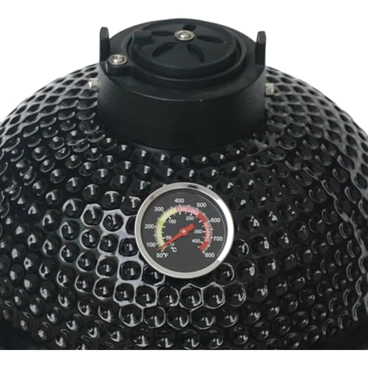 Monster Shop Kamado Grill - 46cm, eiförmiger Holzkohlegrill mit Edelstahl-Grillrost und integrierten Thermometer – Bild 7