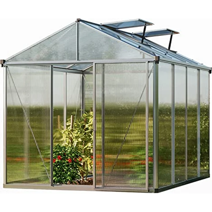 GFP Gewächshaus Premium 22 aus Alu - 222x294 cm - 10 mm Doppelstegplatten inkl. 2 automatische Fensteröffner - Made in Austria – Bild 1