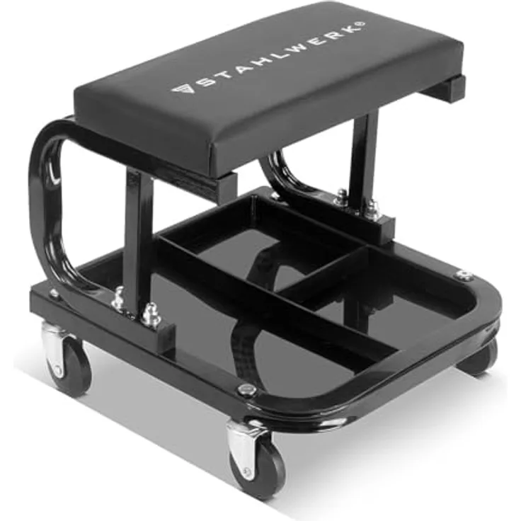 Stahlwerk Werkstatthocker WRS-35 ST, mobiler Werkzeugwagen mit 136 kg Tragkraft, schwarz, inkl. praktischer Ablage für Werkzeuge
