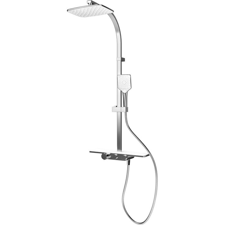 Schulte Duschsystem 'DuschMaster Rain II' mit Ablage, verchromt / weiß, Wellness-Regendusche mit Handbrause