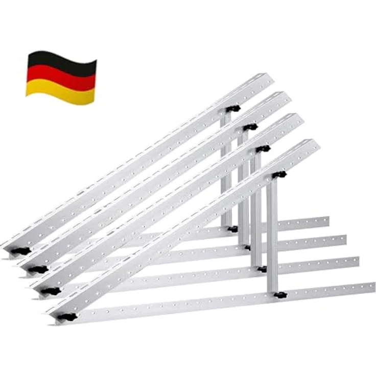 Rhein Beleuchtung Solarmodul Halterung, 114cm 2 Paar Solarpanel Halterung, Winkel Einstellbar 0-90°, für 100W-500W Solarpanel – Bild 1