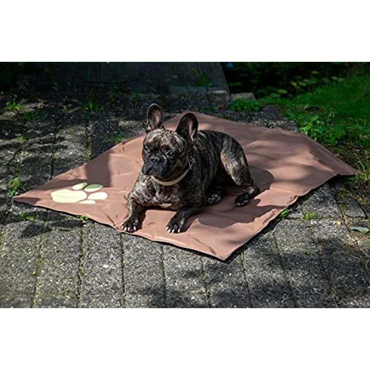 Dobar Kühlmatte mit Pfote eckig L 99,5 x B 70 cm braun/beige, selbstkühlendes Gel, für kleine und mittelgroße Hunde/Katzen – Bild 2