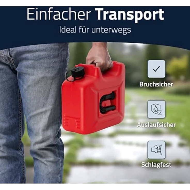 hünersdorff Kraftstoff-Kanister PROFI 10l für Benzin, Diesel und andere Gefahrgüter, UN-Zulassung, made in Germany, -geprüfte Produktion, rot – Bild 7