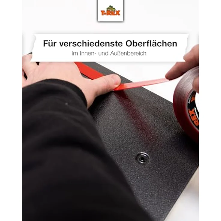 T-Rex Mounting Tape – Extra starkes doppelseitiges Klebeband für bis zu 375kg – Transparent, für Innen- & Außenbereich – 19mm x 5m – Bild 4