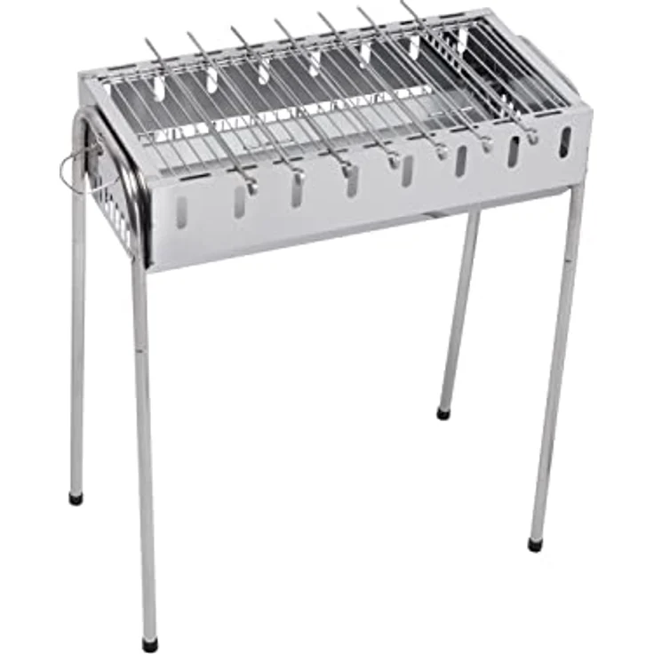 Grill Schaschlikgrill Mangal Barbecue Holzkohlegrill Edelstahl inkl. 8 Grillspieße – Bild 3