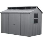 Duramax Aluminium Gartenhaus 10 x 6 (5.36 m²), langlebig und wasserdicht Lagerschuppen, mit Oberlicht, Fundament, Seitenfenster und abschließbaren Doppeltüren, Gartenhaus aus Aluminium