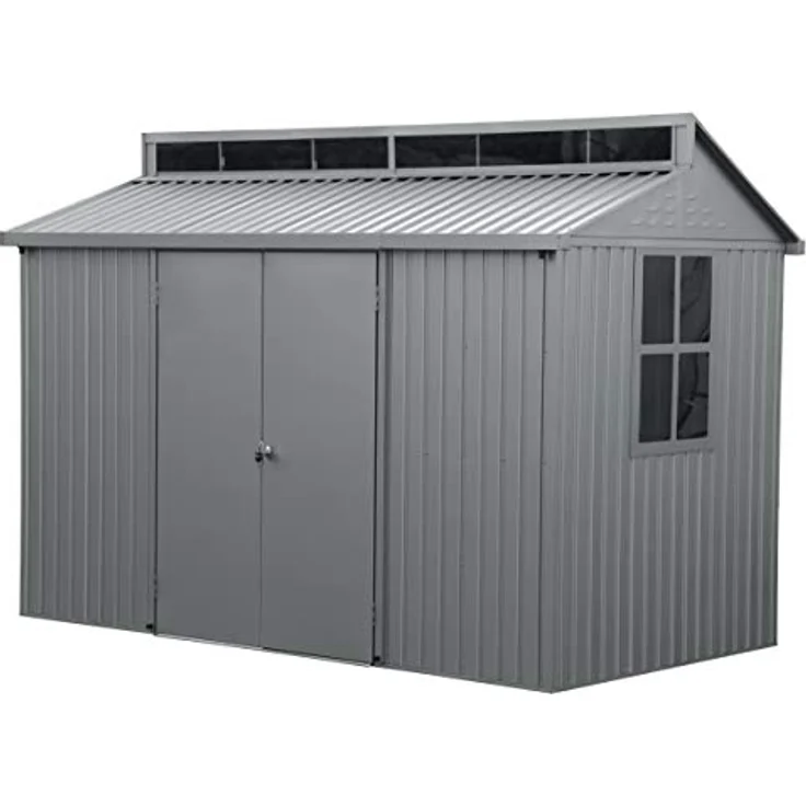 Duramax Aluminium Gartenhaus 10 x 6 (5.36 m²), langlebig und wasserdicht Lagerschuppen, mit Oberlicht, Fundament, Seitenfenster und abschließbaren Doppeltüren, Gartenhaus aus Aluminium – Bild 1