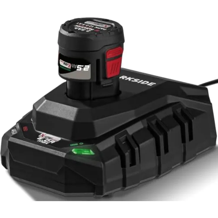 Parkside Performance® 12V / 2,5Ah Akkuset - Akku PAPK 12 2.5 A1 und Ladegerät PLGK 12 6.0 A1, X 12 V Team - Leistungsstarker Lithium-Ionen-Akku, Cell Balancing, Schnell-Ladegerät mit automatischer Ladeabschaltung, Kompatibel mit allen Geräten der Serie PARKSIDE X 12 V Team, Kunststoff, schwarz