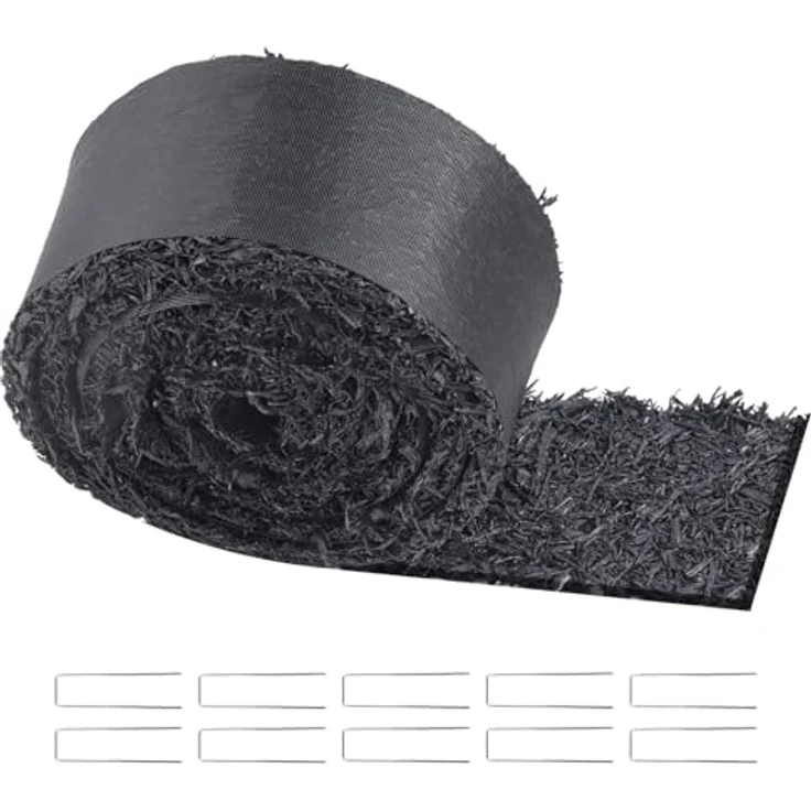 VEVOR Gummimulchrolle 18 mm, Gummimulchmatte 3 x 0,11 m, Schwarze Unkrautmatte für Pflanzen und Gemüse, wasserdurchlässig und langlebig – Bild 1