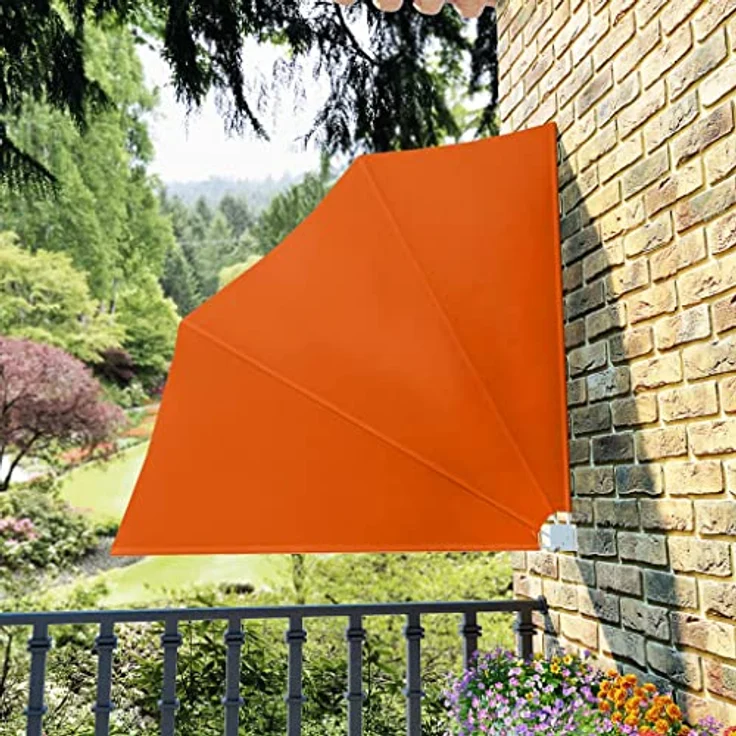 vidaXL Faltbarer Balkonfächer Terracotta-Rot, 140×140 cm, wasser- und schmutzabweisend, UV-beständig, pulverbeschichteter Stahlrahmen – Bild 2