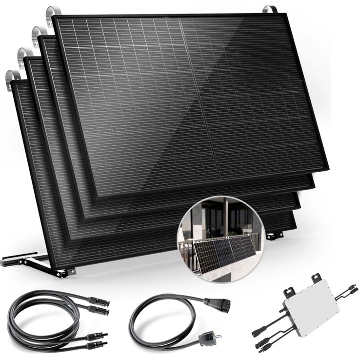 Solakon Balkonkraftwerk 2000W, 800W Solaranlage mit Balkonhalterung, Plug&Play, Bifaziale Solarmodule, Wifi/Bluetooth Wechselrichter, Komplettset 800W, Kabellänge 5m