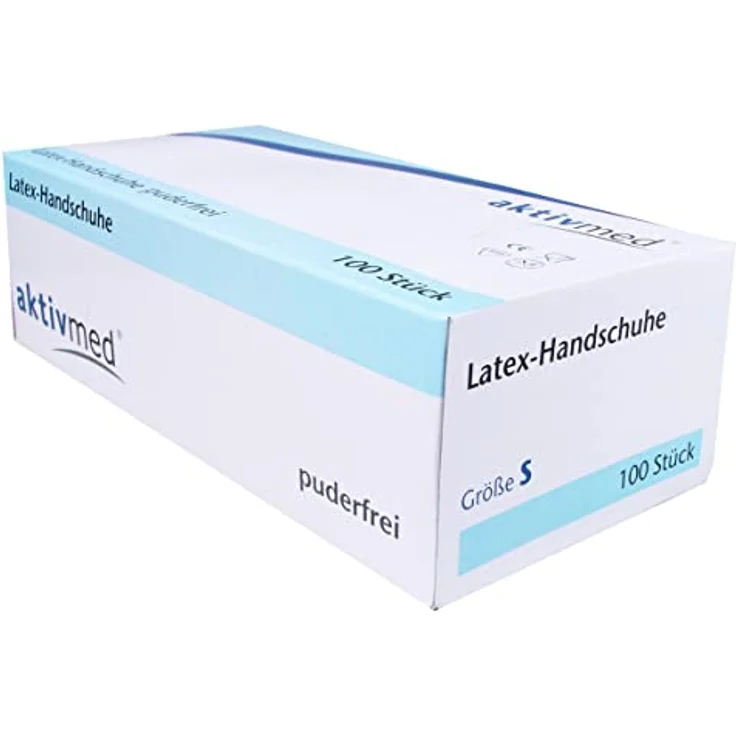 aktivmed Einweghandschuhe weiß, Größe S, Latexhandschuhe, 100 Stück/Box, Einmalhandschuhe in S für medizinische Zwecke, für Haushalt und Küche, puderfrei, Gummihandschuhe, Einweghandschuhe – Bild 1