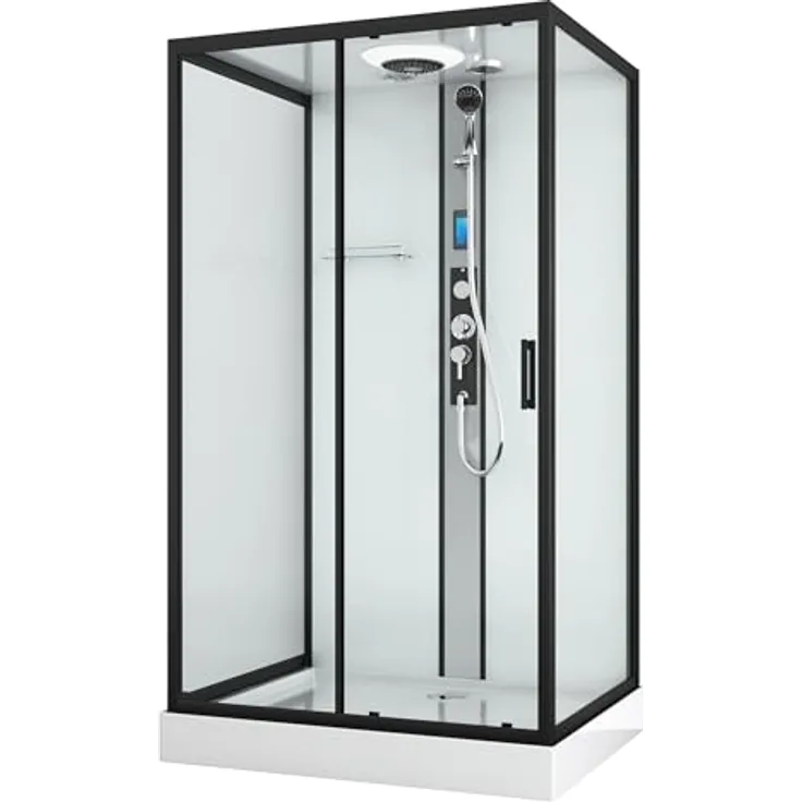 Sanotechnik Komplettdusche BOSTON, BxT: 120x90 cm, Einscheibensicherheitsglas, mit integriertem Bluetooht, Radio und LED-Beleuchtung
