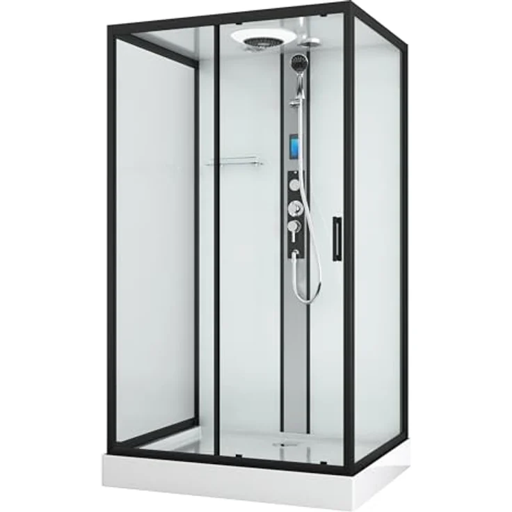 Sanotechnik Komplettdusche BOSTON, BxT: 120x90 cm, Einscheibensicherheitsglas, mit integriertem Bluetooht, Radio und LED-Beleuchtung – Bild 1