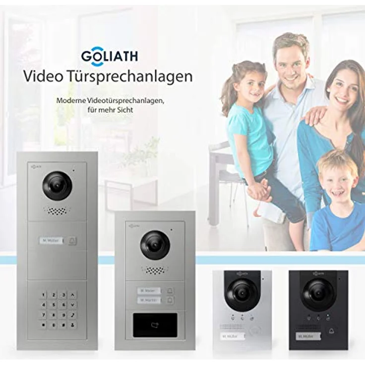 Goliath Intercom 2-Draht BUS Video-Türsprechanlage mit RFID, 2 Monitore, 180° Weitwinkelkamera, Silber, für 2-Familienhaus – Bild 7