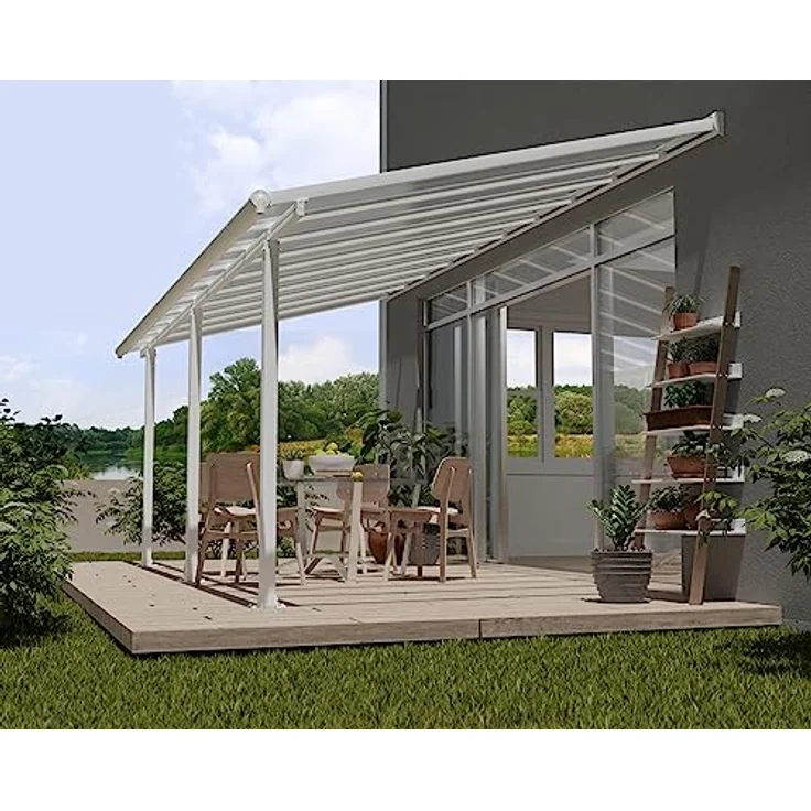 Palram Canopia Olympia Terrassenüberdachung 3x6 - Gestell aus Alumiuium & 16 mm Polycarbonat - Terrassendach Für den Ganzjährigen Gebrauch Geeignet, Weiß, 619 x 295 x 305 cm – Bild 3