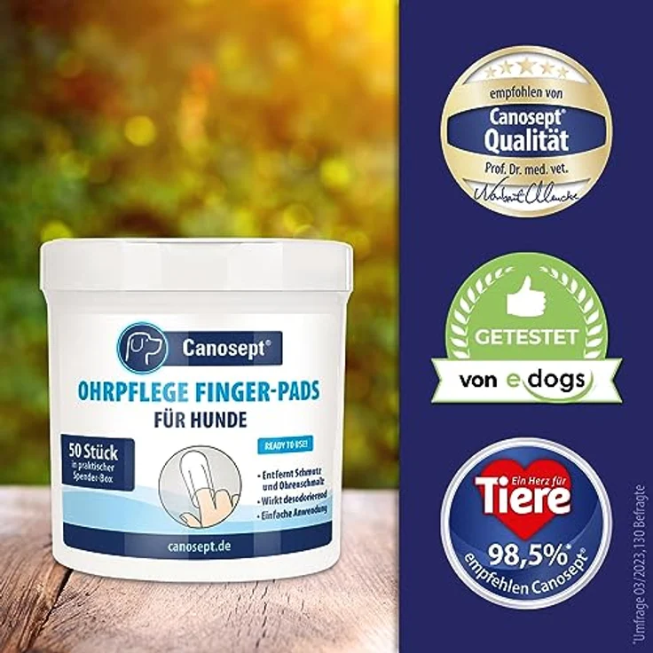Canosept Ohrpflege Finger-Pads f.Hunde 50 St Pads - Reinigung und Pflege für Hundeohren, desodorierend - Canosept – Bild 6