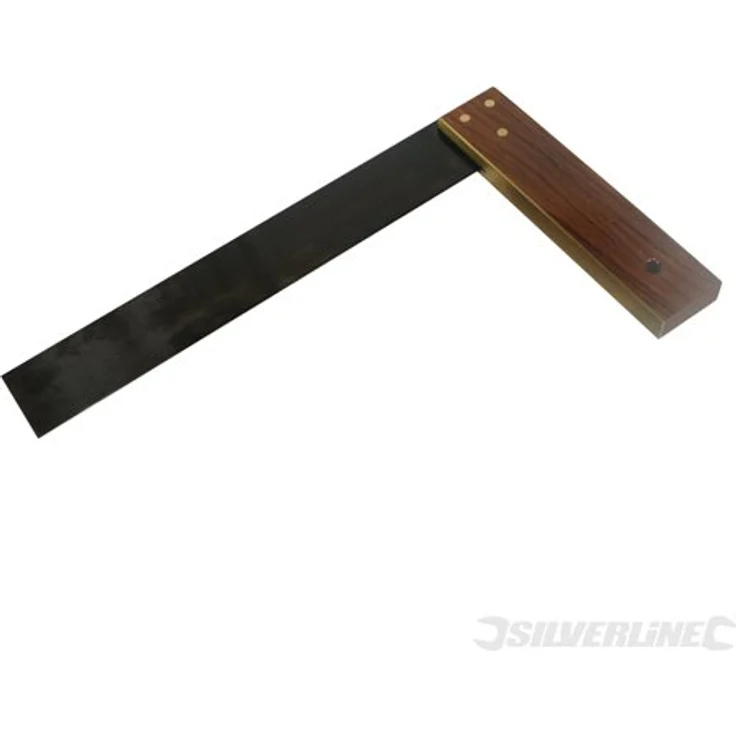 Silverline Winkelmesser Schreinerwinkel 300 mm, Hartholzschenkel und gebläute Stahlzunge, messingbeschichteter Anschlag – Bild 3