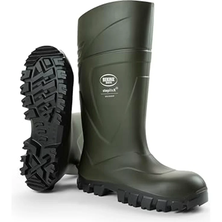 Bekina Steplite X O4, Robuste Sicherheitsstiefel für Herren und Damen, ohne Stahlkappe, rutschfest, wasserdicht, isolierend bis -30 Grad, Weite Passform, grün, EU 43 – Bild 4