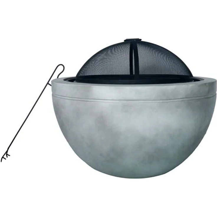 BUSCHBECK Grill-Feuerschale Madrid 60, hitzebeständige Holzkohlegrill-Feuerschale aus Magnesia-Fiberglas mit Stahl-Brenneinsatz, grau, Maße L60 x B60 x H55 cm