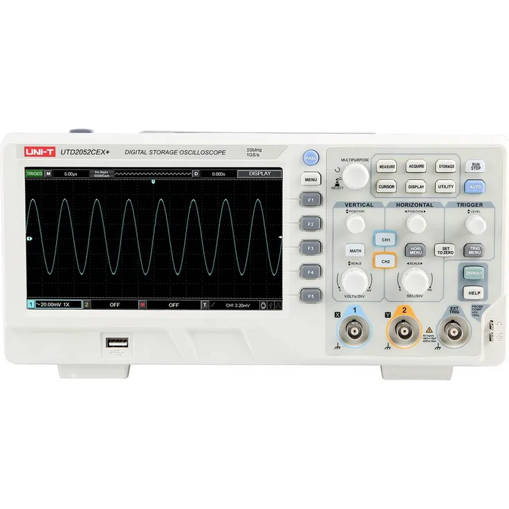 Uni-T UTD2052CEX+ Digital-Oszilloskop, 50MHz Bandbreite, 64 kpts Speicher, flexible Signalverarbeitung und automatische Messfunktionen