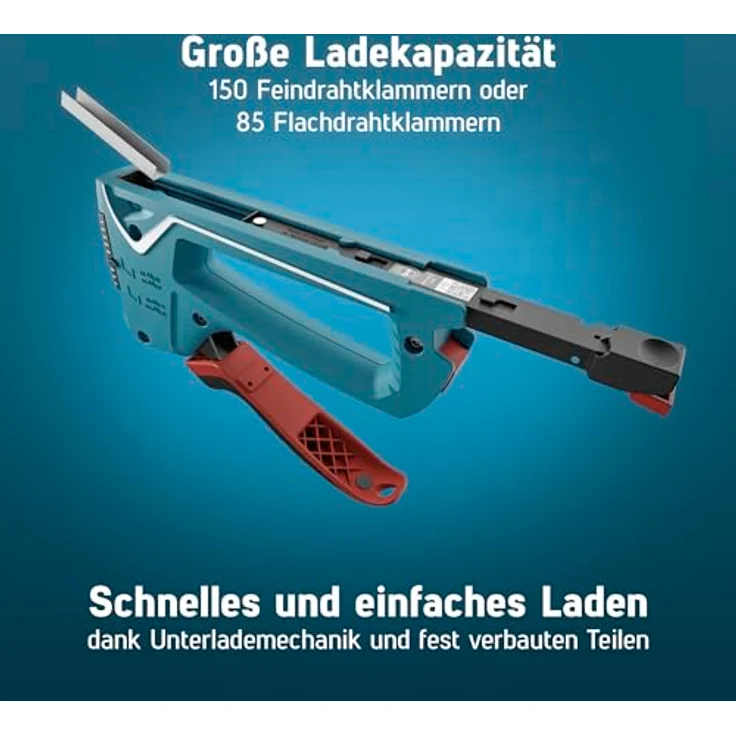 NOVUS Nagler Novus Tools J-15 Handtacker, 2-in-1 Tacker für Feindrahtklammern und Flachdrahtklammern von 4 - 10 mm, blau – Bild 5