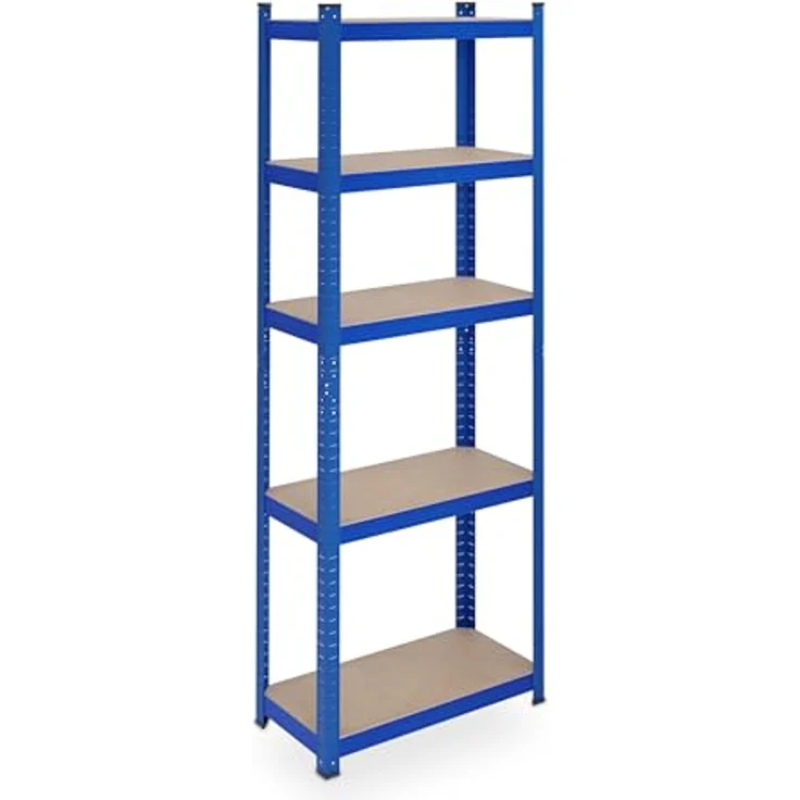 Relaxdays Schwerlastregal, HBT 180x60x30 cm, bis 500 kg, 5 Ebenen, zum Stecken, Stahl, blau - Preisvergleich – Bild 1