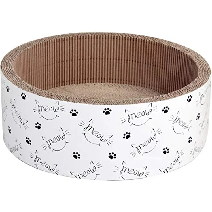 Dehner Lieblinge Katzen-Kratzpappe Scratch Circle, inkl. Katzenminze, Ø 43 cm, Höhe 15.5 cm, Naturmaterial, weiß