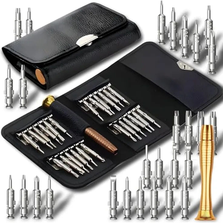 Retoo Mini Schraubendreher Set 25 teilig Präzisions Magnetisierbar Wechseleinsätze Werkzeugset Screwdriver Kit Reparatur Schraubendrehersatz für Handy Laptop PC Tablet Brillen Schwarz-Silber