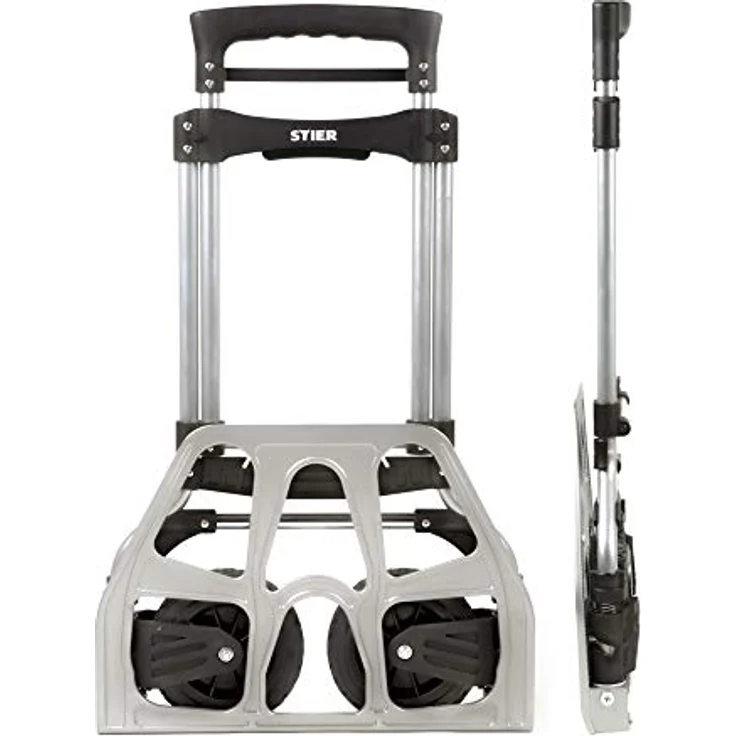 STIER Sackkarre klappbar, Aluminium Transportkarre, Belastbarkeit bis 120kg, Stapelkarre zum Transportieren, Treppenstufen-geeignet, Getränkekisten- und Paket-Transport - Preisvergleich – Bild 3