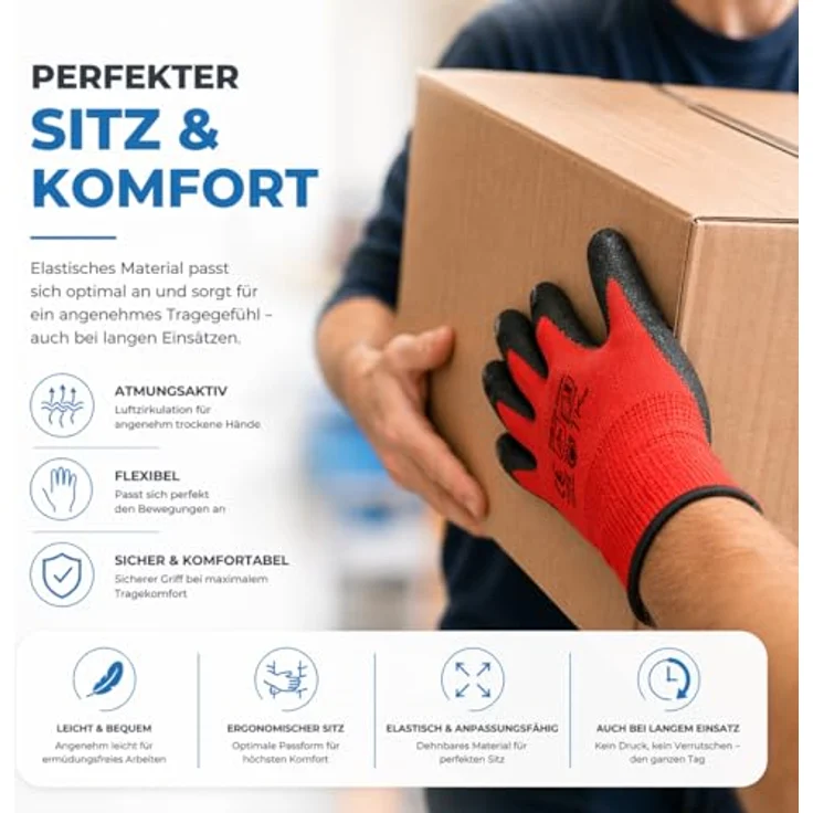 TK Gruppe Timo Klingler Arbeitshandschuhe EN388, 10x Paar, Herren Gr 8-9 (S-M), Extra Power Grip, atmungsaktiv, für Garten, Montage & Mechanik – Bild 5