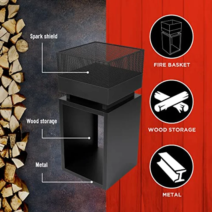 BBQ Collection Feuerkorb, Aluminium, Schwarz, One Size – Bild 3
