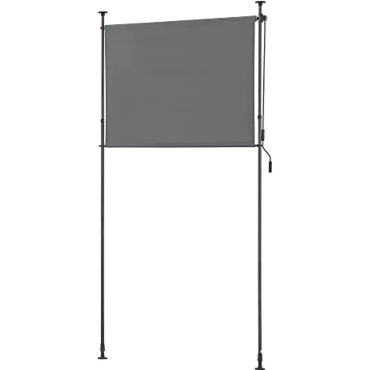 pro.tec Außenrollo Cimarra 120 x 270 cm Balkonrollo Senkrechtmarkise mit Handkurbel Sichtschutz witterungsbeständig Stahlgestell Dunkelgrau