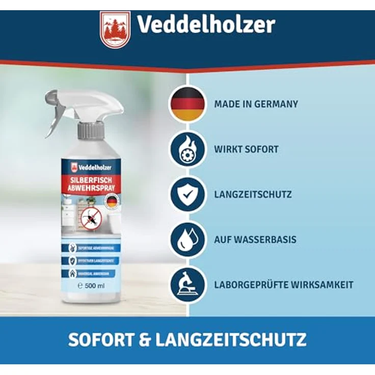 Veddelholzer Insektenspray 500 ml, Papier- & Silberfisch Abwehrspray mit laborgeprüfter Wirksamkeit, sofort und Langzeitschutz – Bild 2