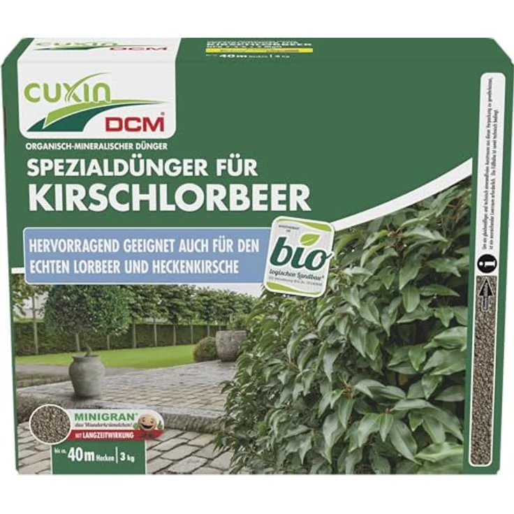 Cuxin DCM Spezialdünger Kirschlorbeer Dünger Heckenkirsche 3,0 kg – Bild 2
